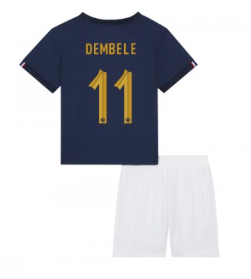 Frankrike Ousmane Dembele #11 Hemmaställ Barn VM 2022 Kortärmad (+ Korta byxor)